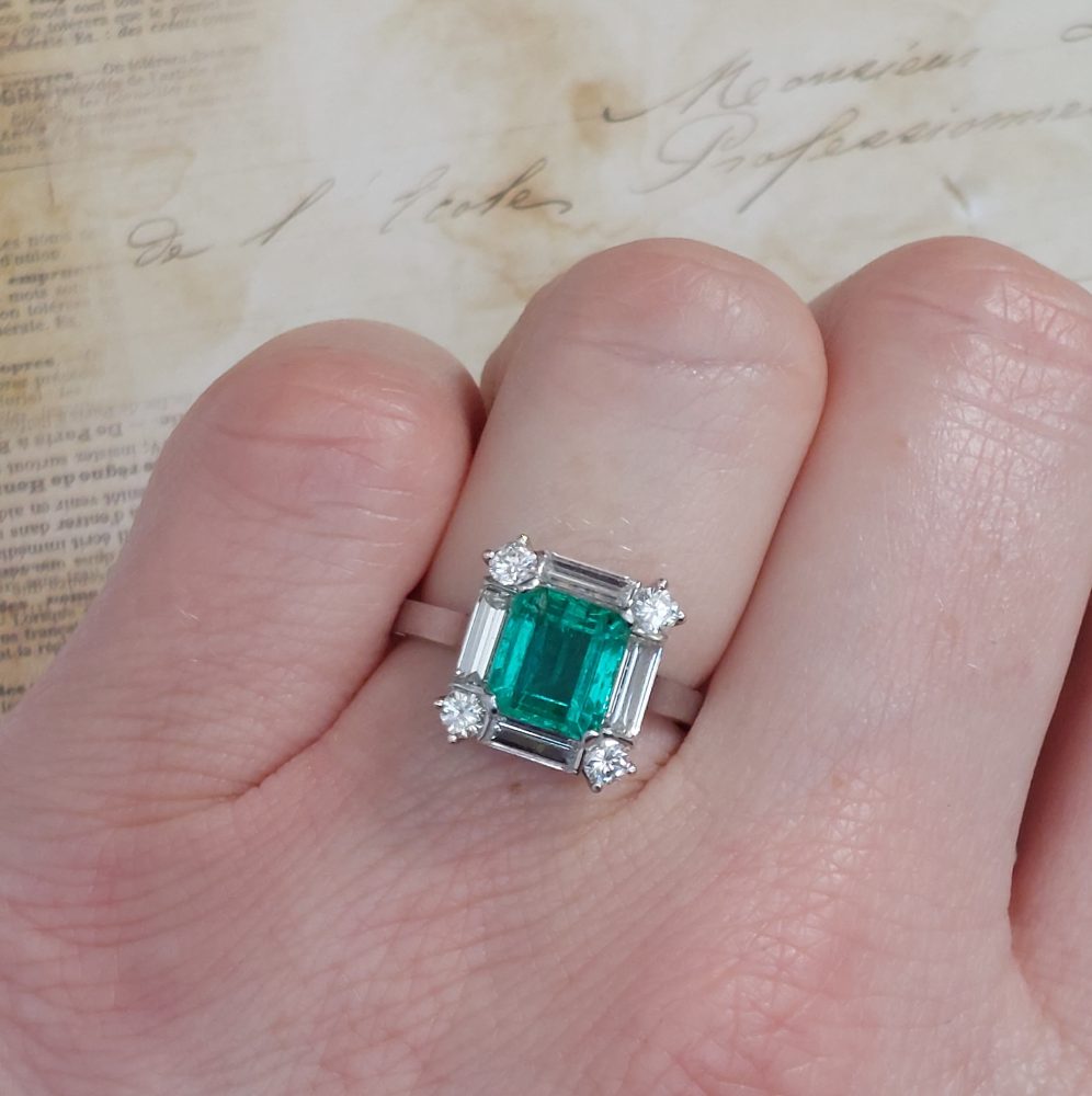 2.04ct Colombian Emerald and Diamond Ring