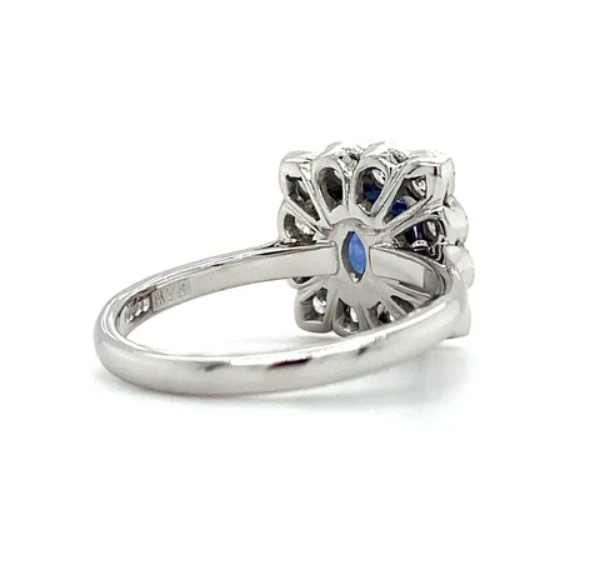 2.20ct Cushion Cut Sapphire And Diamond Cluster Ring