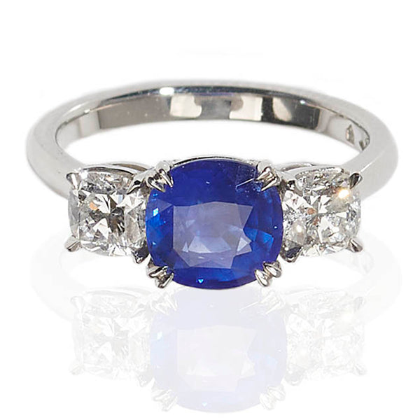 2.26ct Sapphire and Diamond Three Stone Ring