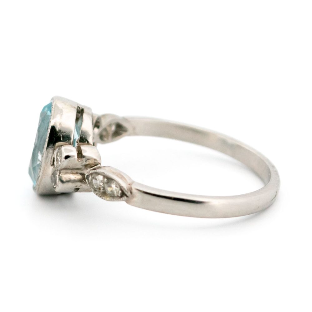 2.30ct Aquamarine and Old Cut Diamond Ring
