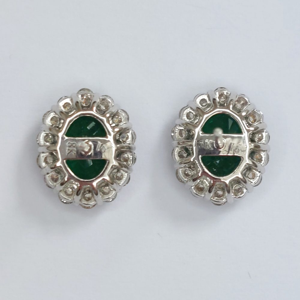 2.30ct Emerald and Diamond Cluster Earring