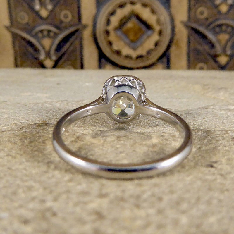 2.35ct Old Cushion Cut Diamond Solitaire Ring with Diamond Shoulders