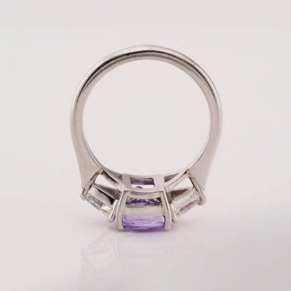 2.3ct Violet Purple Sapphire and Diamond Trilogy Ring
