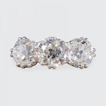 2.52ct Old Cut Diamond Three Stone Platinum Ring