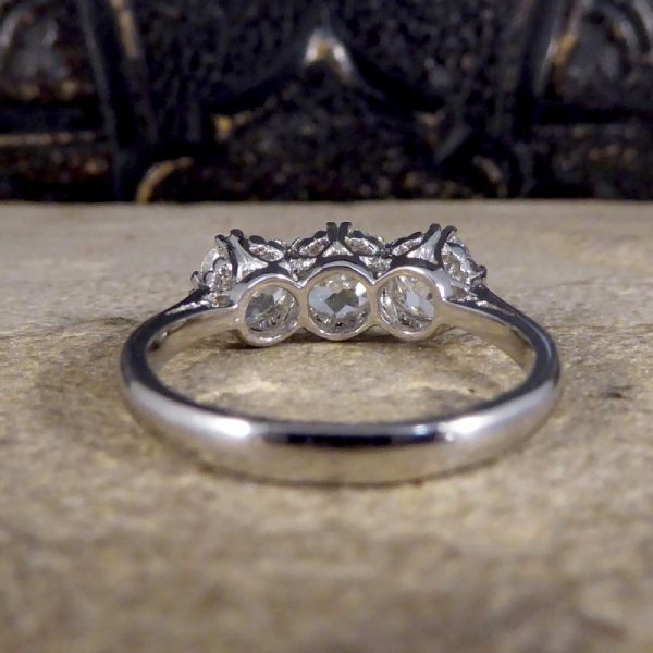 2.52ct Old Cut Diamond Three Stone Platinum Ring