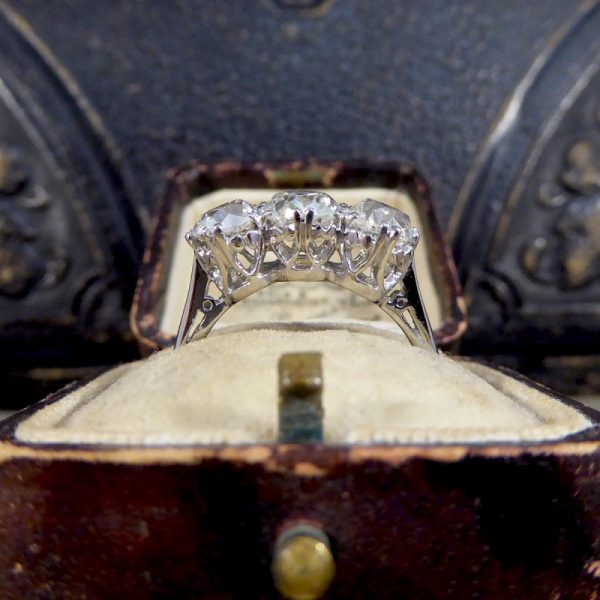 2.52ct Old Cut Diamond Three Stone Platinum Ring