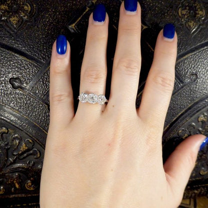 2.52ct Old Cut Diamond Three Stone Platinum Ring