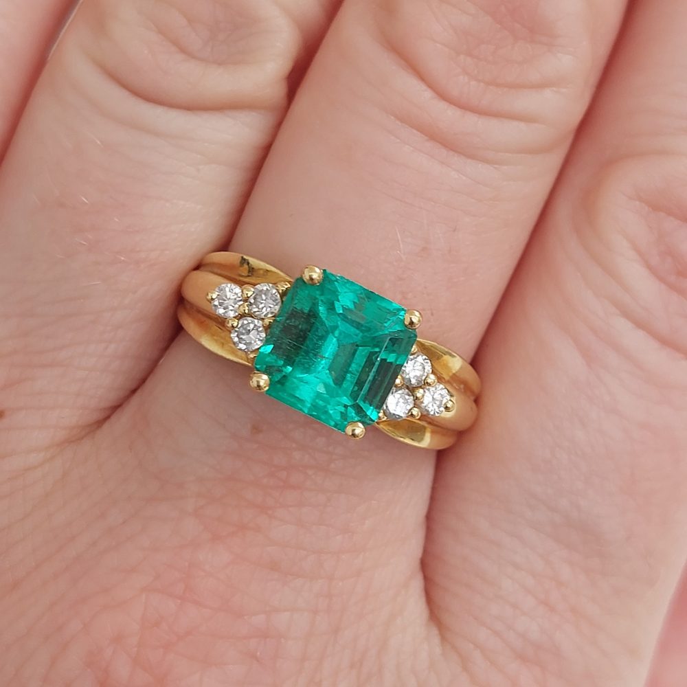 2.5ct Colombian Emerald and Diamond Dress Ring