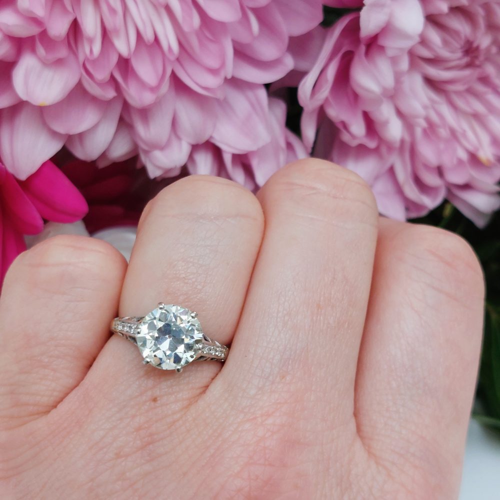 2.61ct Old European Transitional Cut Diamond Engagement Ring