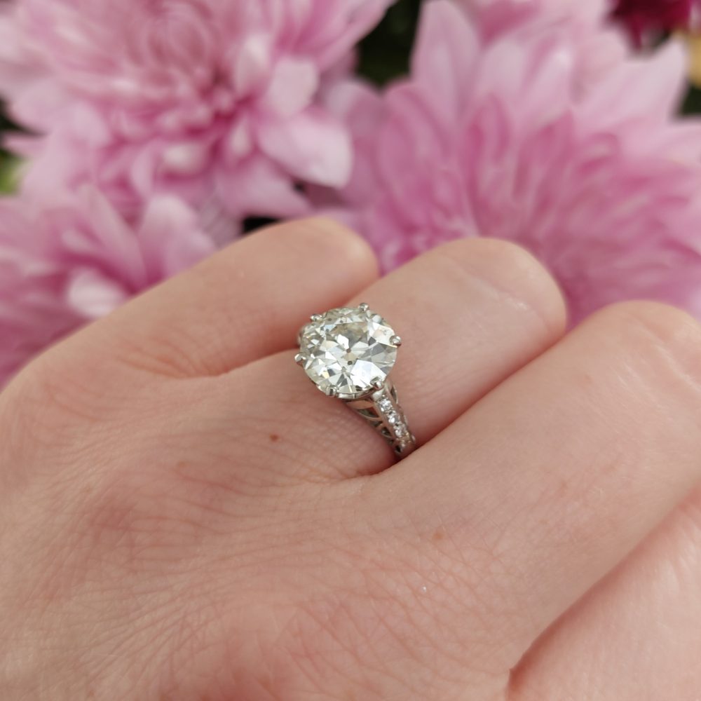 2.61ct Old European Transitional Cut Diamond Engagement Ring
