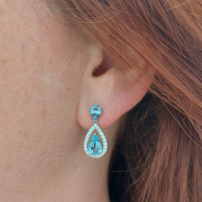 2.70ct Aquamarine and Diamond Drop Earrings