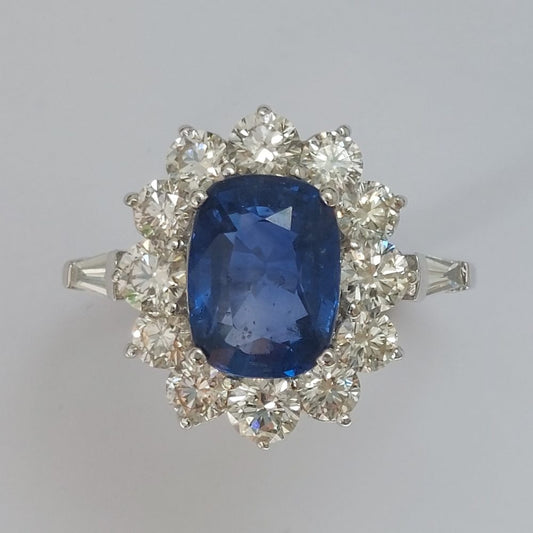 2.75ct Oval Sapphire and Diamond Cluster Ring