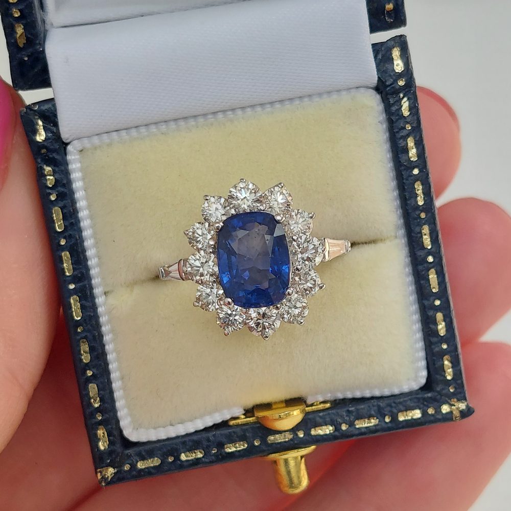 2.75ct Oval Sapphire and Diamond Cluster Ring
