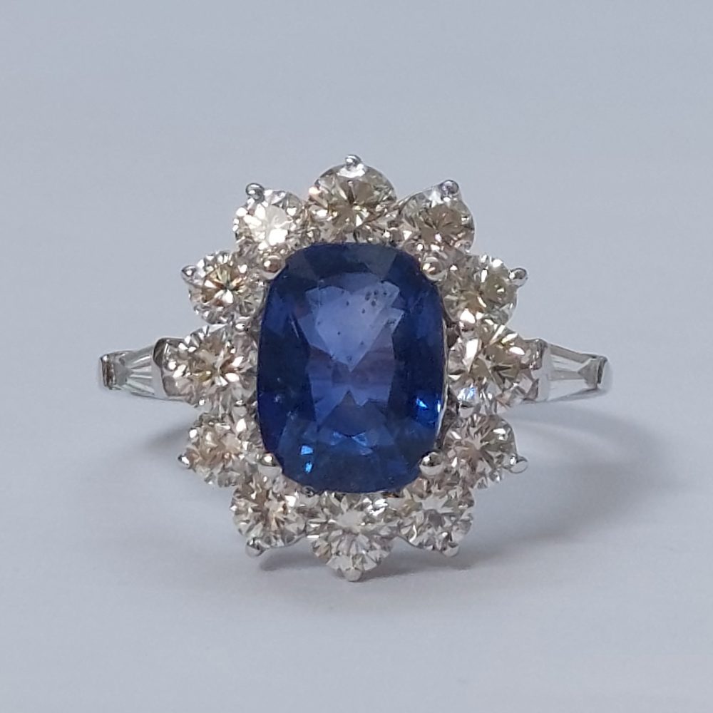 2.75ct Oval Sapphire and Diamond Cluster Ring