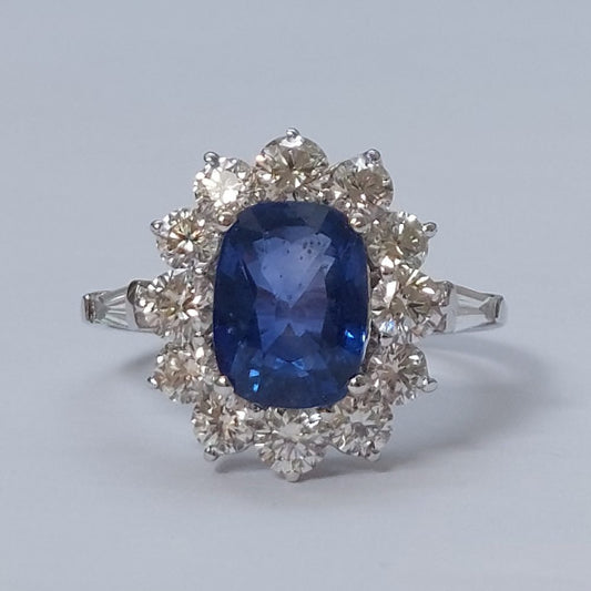 2.75ct Oval Sapphire and Diamond Cluster Ring
