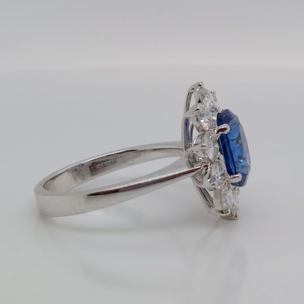 2.76ct Sapphire and Diamond Cluster Ring