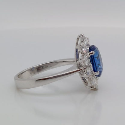 2.76ct Sapphire and Diamond Cluster Ring