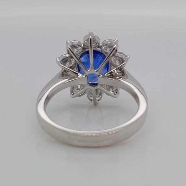 2.76ct Sapphire and Diamond Cluster Ring