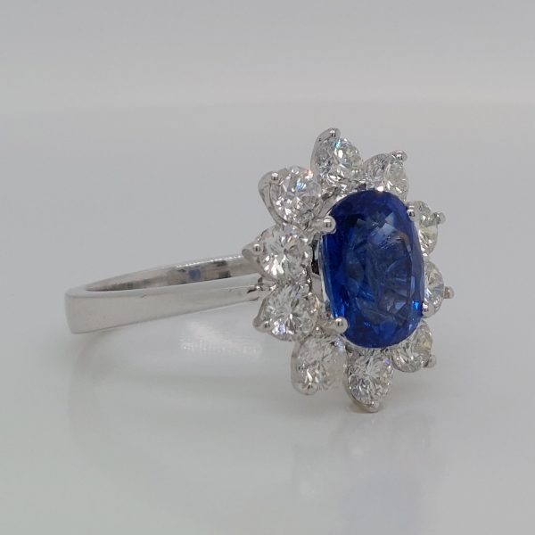 2.76ct Sapphire and Diamond Cluster Ring