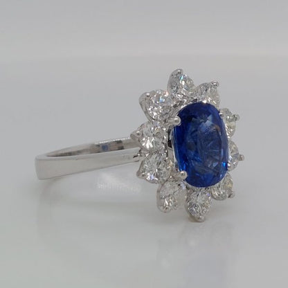 2.76ct Sapphire and Diamond Cluster Ring