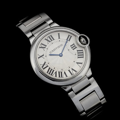 Cartier Ballon Bleu W69011Z4 Stainless Steel 36mm Quartz Watch, Box and Papers