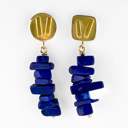 Modernist Lapis Lazuli Drop Earrings