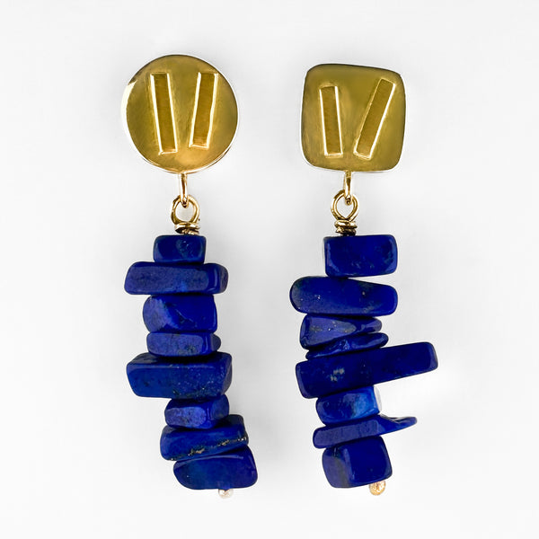 Modernist Lapis Lazuli Drop Earrings