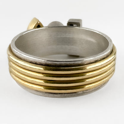 Modernist Sapphire and Diamond Spinner Ring