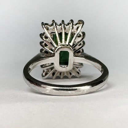 Vintage Green Tourmaline and Diamond Cluster Ring, Circa 1960