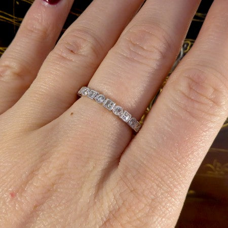 Brilliant and Princess-Cut Full Eternity Diamond Ring, 0.80 carat total
