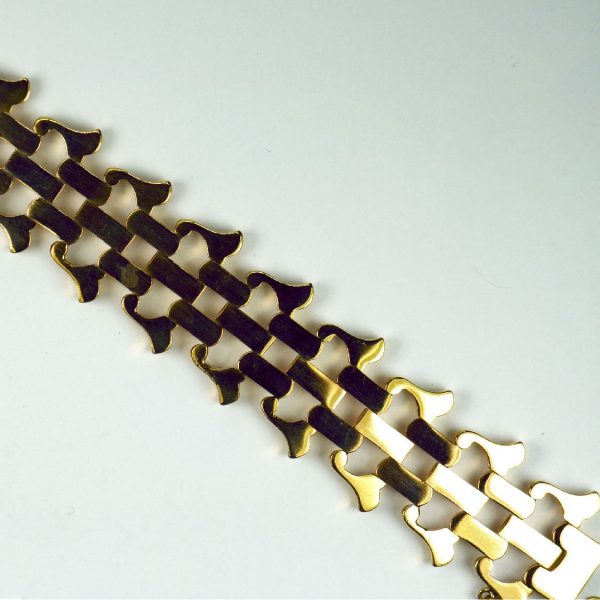 Retro 18ct Yellow Gold Brick Link Bracelet