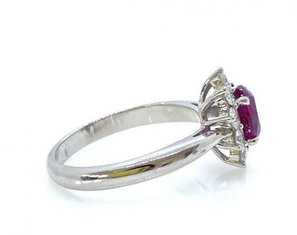 Mozambique Ruby and Diamond Oval Cluster Ring, 1.11 carats, No heat