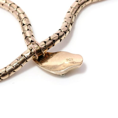 Antique Victorian Gold Snake Necklace with Tourmaline Eyes
