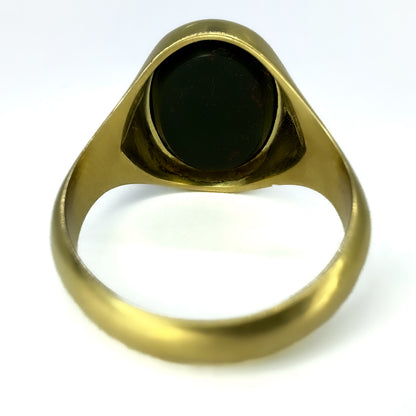Antique Crested Bloodstone Intaglio Signet Ring