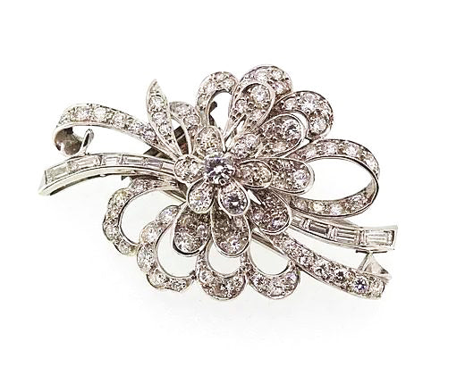 Vintage Diamond Floral Brooch, 18ct White Gold