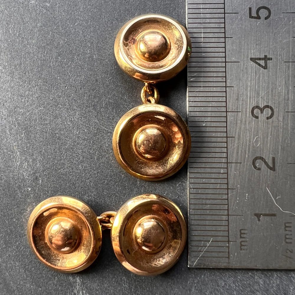 French 18ct Yellow Gold Disc Cufflinks