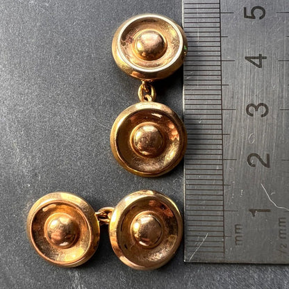 French 18ct Yellow Gold Disc Cufflinks