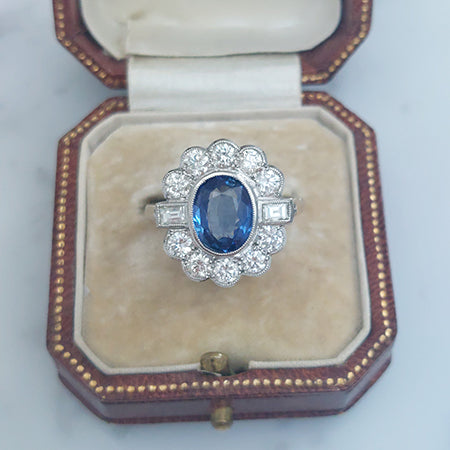 1.90ct Sapphire and Diamond Cluster Ring