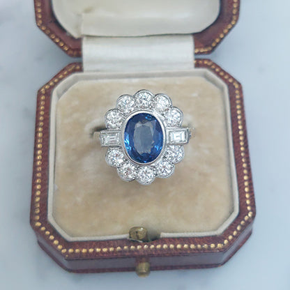 1.90ct Sapphire and Diamond Cluster Ring
