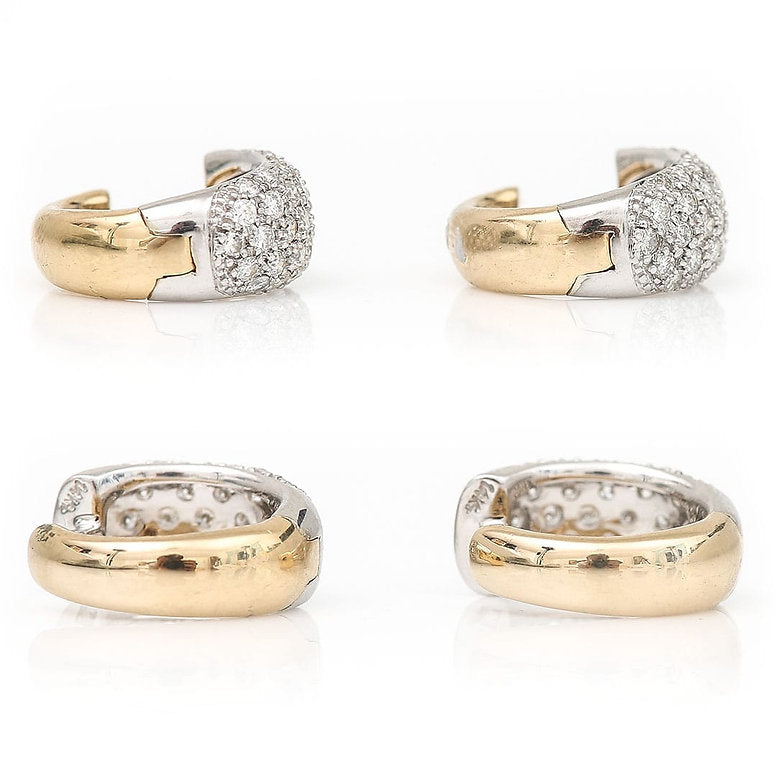 Vintage 1ct Diamond Huggie Hoop Earrings