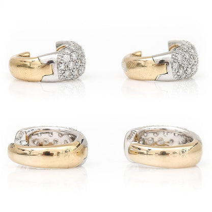 Vintage 1ct Diamond Huggie Hoop Earrings