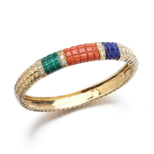 Van Cleef and Arpels Multi Gemstone and Diamond Bangle Bracelet