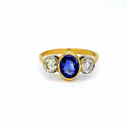 Sapphire and Diamond Trilogy Ring in 18ct Gold
