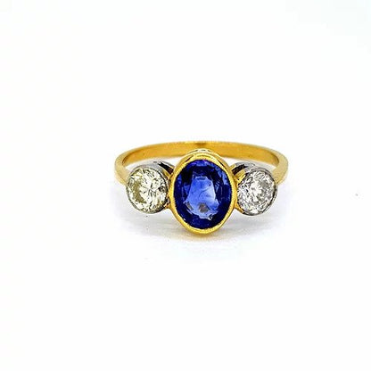 Sapphire and Diamond Trilogy Ring in 18ct Gold