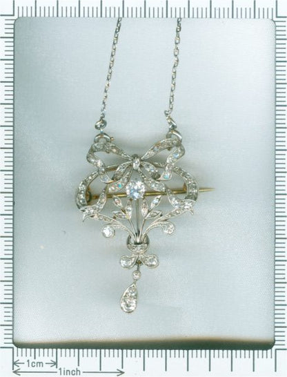 Belle Epoque Old Cut Diamond Brooch, 1.05cts, Platinum and 18ct Gold