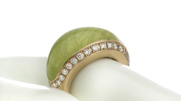 Fabergé Green Enamel, Diamond, 18ct Gold Limited Edition Ring