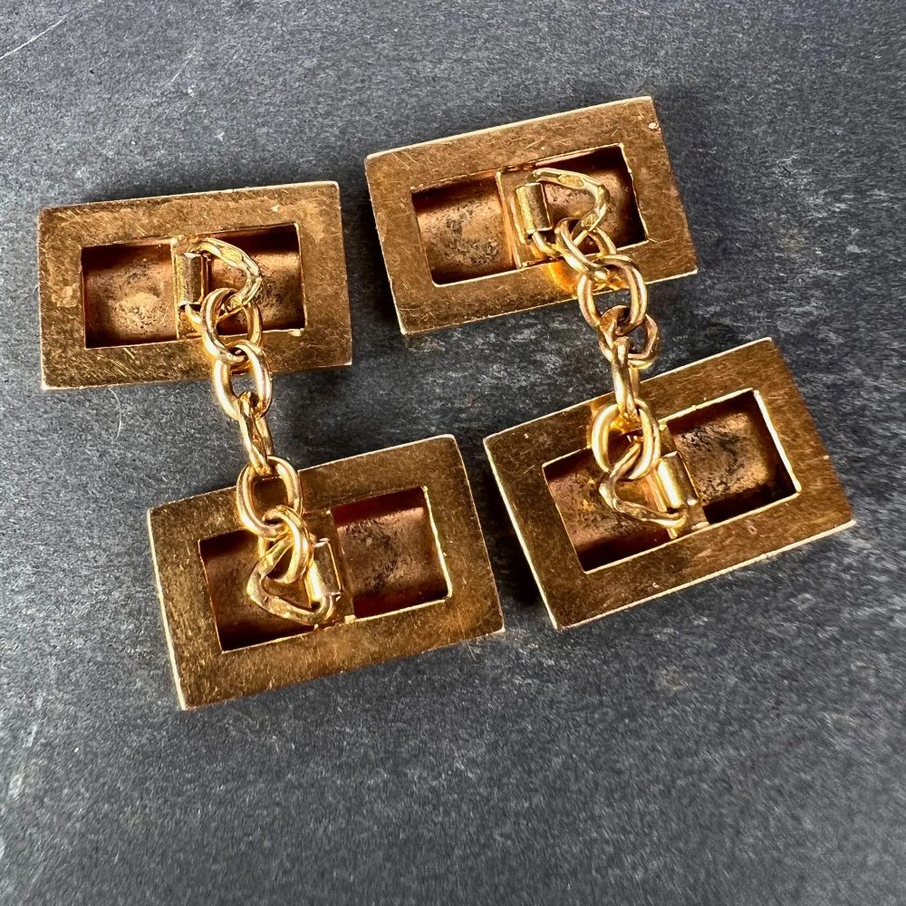 French Retro Tank Style 18ct Yellow Gold Cufflinks