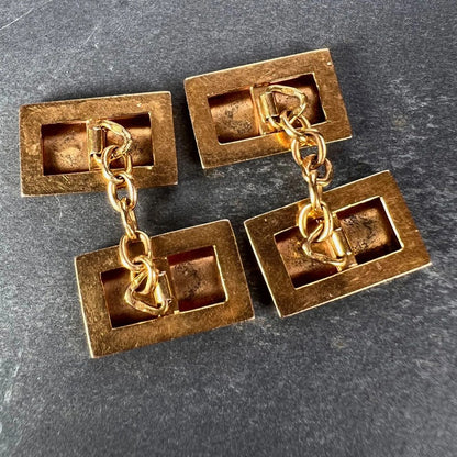 French Retro Tank Style 18ct Yellow Gold Cufflinks