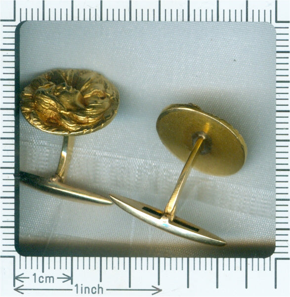 Art Nouveau 18ct Yellow Gold Cufflinks