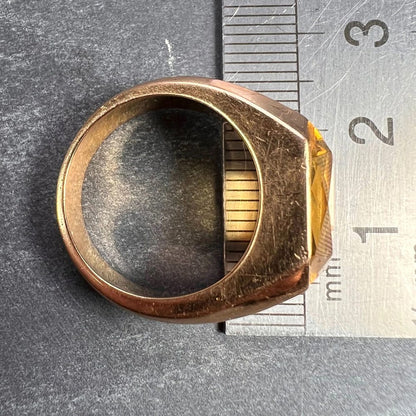 French Retro 6.05ct Citrine and Gold Tank Ring